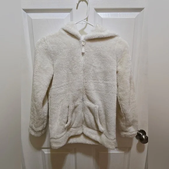 Cat & Jax White Faux Fur Fleece Coat with Sequin Wings and Unicorn Hood - Picture 2 of 5